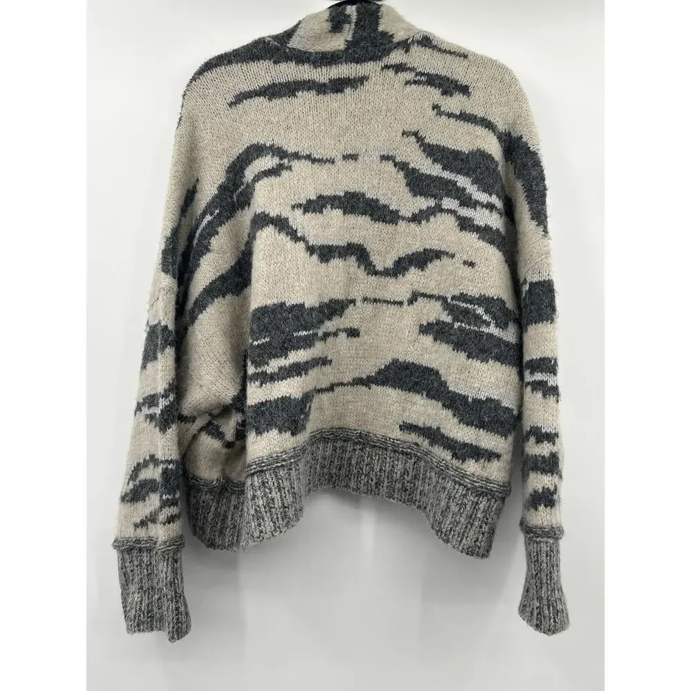 Anthropologie Pilcro Animal Print Tiger Open Cardigan Size L Cozy Oversized